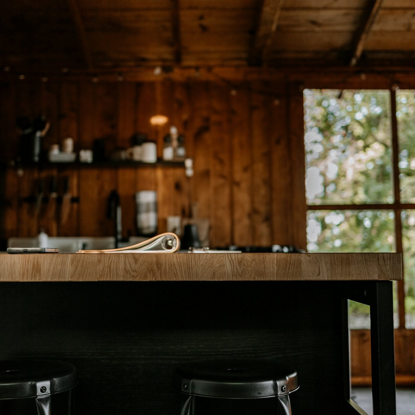Kitchen shelving in oiled pine